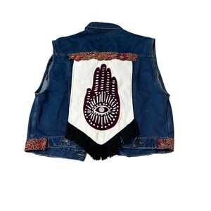 Womens Boho Upcycled G.A.R.B LTD Denim Vest Medium